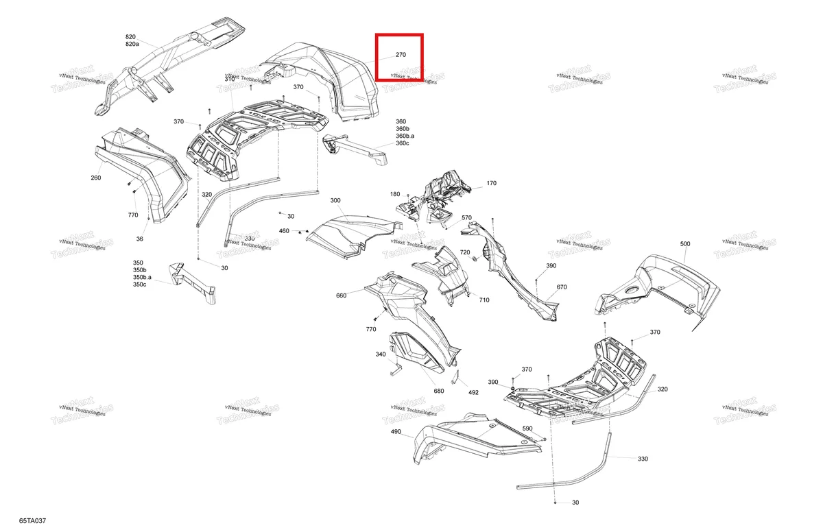 Деталь 715005661 на схеме узла 2021 Can-Am Outlander 1000R EFI - XT XTP XXC Body - Fender Kit
