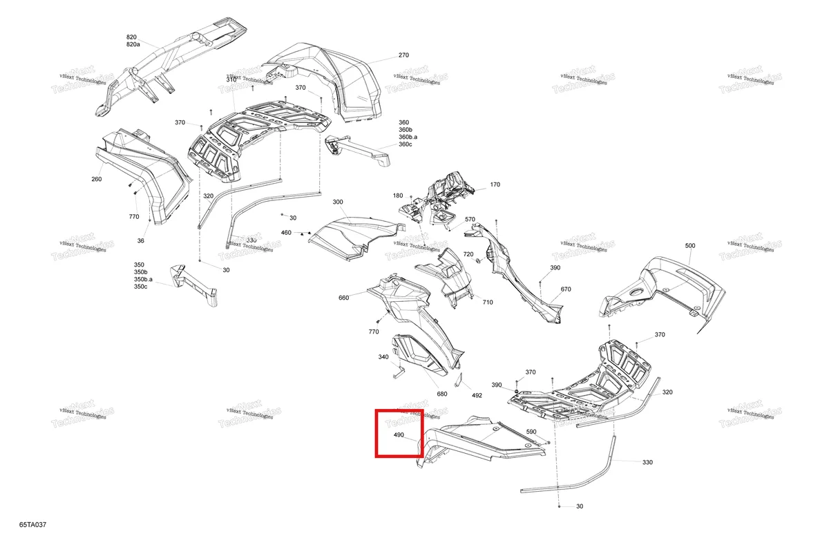 Деталь 715005725 на схеме узла 2021 Can-Am Outlander 1000R EFI - XT XTP XXC Body - Fender Kit