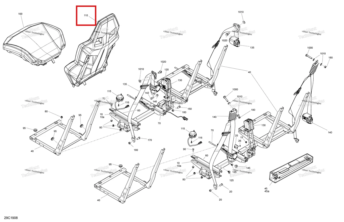 Деталь 715005849 на схеме узла 2019 Can-Am Maverick Sport MAX 1000R - DPS - T1B Series Seat - Sport