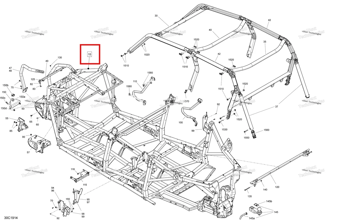 Деталь 715005855 на схеме узла 2019 Can-Am Maverick Sport MAX 1000R - DPS - T1B Series Frame - 1000