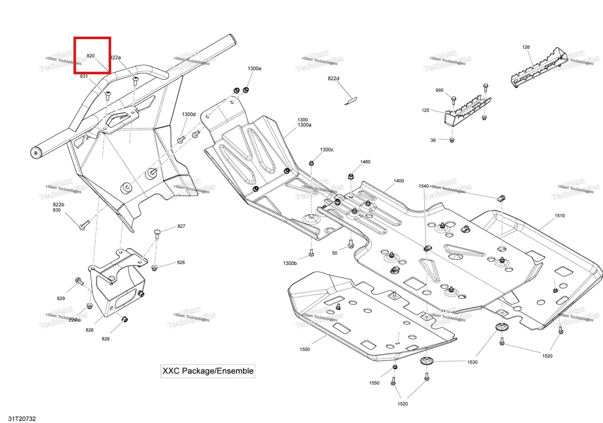 Деталь 715005863 на схеме узла 2020 Can-Am Outlander 1000R EFI - XT XTP XXC Body - Front Bumper And Skid Plate - Xxc