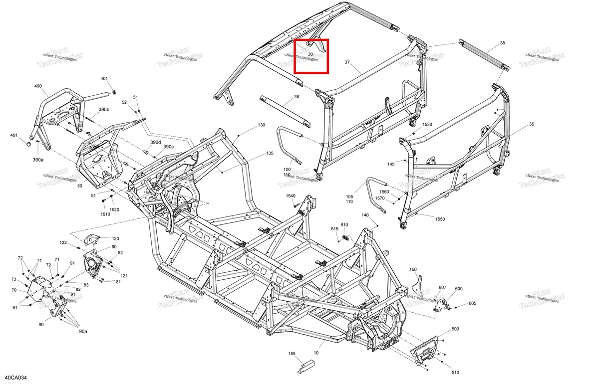 Деталь 715006508 на схеме узла 2021 Can-Am Defender MAX HD8 - BASE DPS XT Frame - System