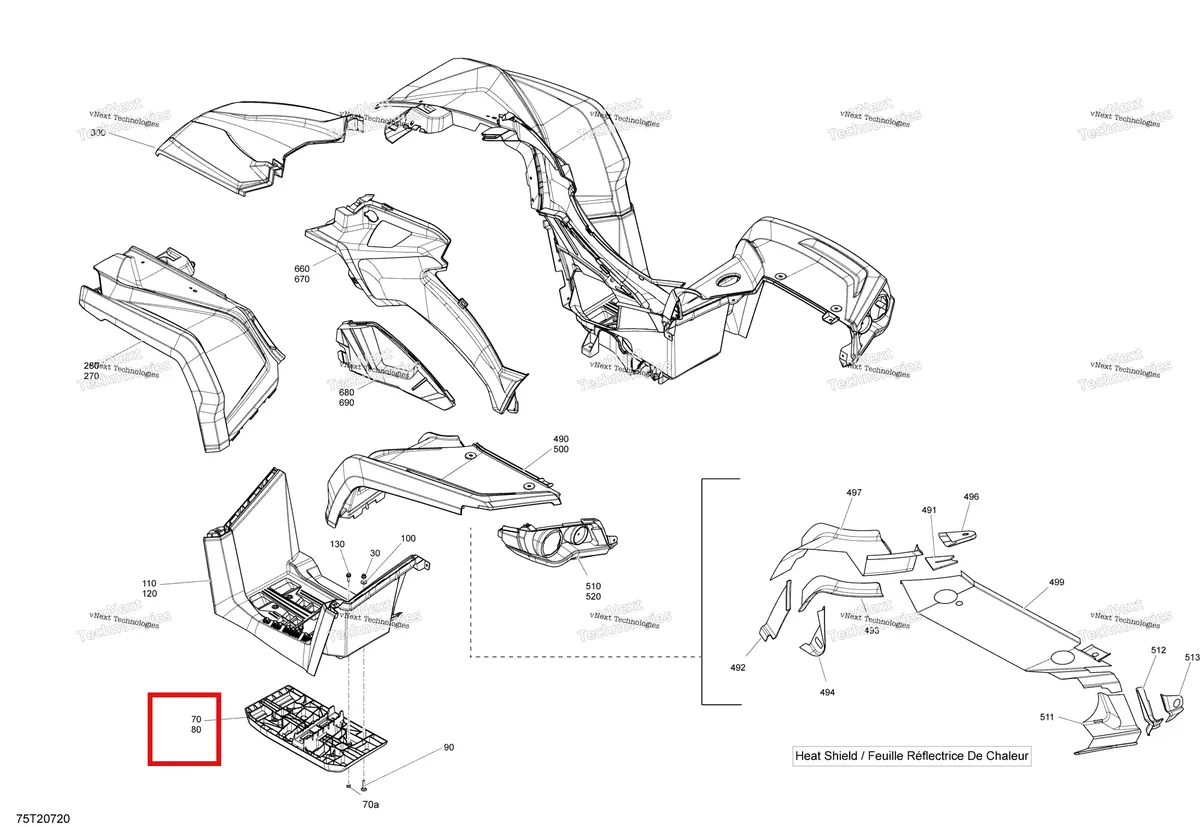 Деталь 715006897 на схеме узла 2020 Can-Am Outlander 650 EFI - STD DPS XT HUNTING Body - Fenders And Lateral Panels - Std - Viper Red