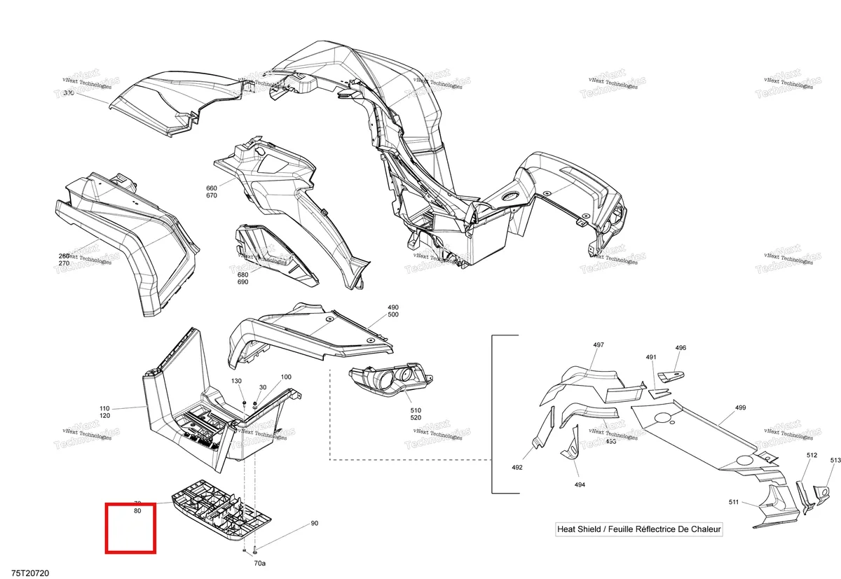 Деталь 715006938 на схеме узла 2020 Can-Am Outlander 850 EFI - STD DPS XT WINTER XTP Body - Fenders And Lateral Panels - Xtp - Carbon Black