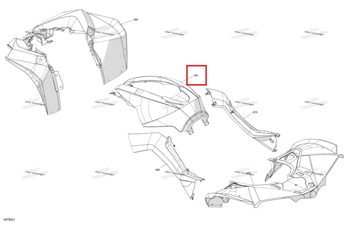 Деталь 715007460 на схеме узла 2022 Can-Am Renegade 1000R EFI - XMR Body - Fender Kit