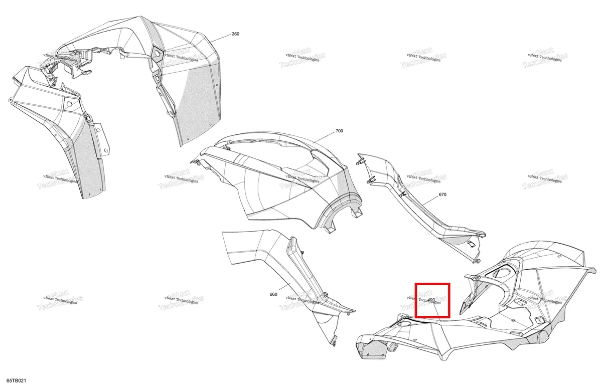 Деталь 715007509 на схеме узла 2022 Can-Am Renegade 1000R EFI - XMR Body - Fender Kit
