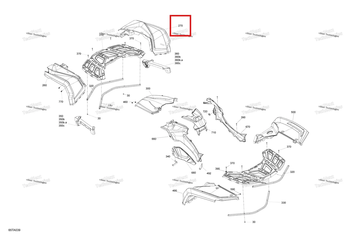 Деталь 715007572 на схеме узла 2021 Can-Am Outlander 650 EFI - STD DPS XT Mossy Oak Edition Body - Fender Kit