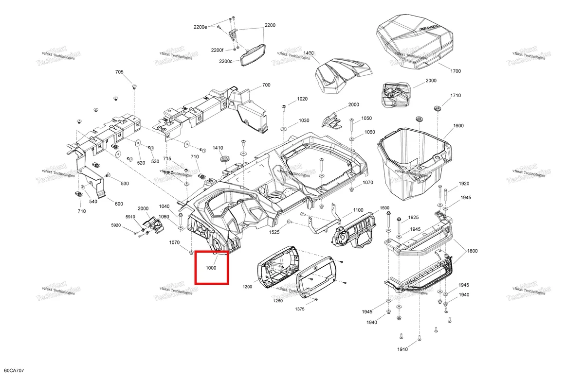 Деталь 715007630 на схеме узла 2021 Can-Am Commander 1000R EFI - DPS XT XTP Body - Cab Interior - Dashboard - Xt - Xtp