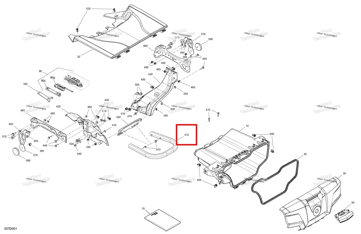 Деталь 715007680 (Задний бампер в сборе Can-Am Outlander MAX 850 EFI XT (2022) (715007680)) на схеме узла 2024 Can-Am Outlander MAX 850 EFI 4X4 - 2DRA - DPS Package - Granite Grey Body - Front Storage Tray
