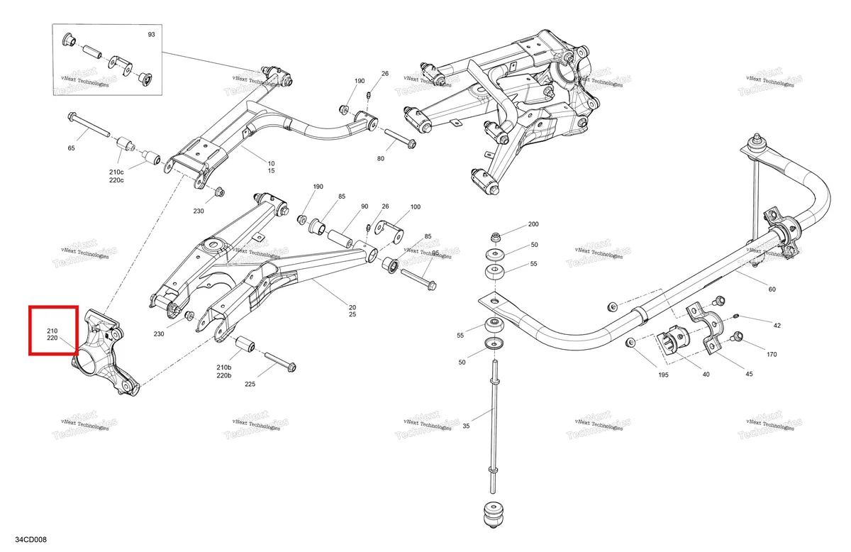 Деталь 715008057 (Левый задний поворотный кулак в сборе Included 210 to 210 c Can-Am Commander 1000R EFI DPS (2022) (715008057)) на схеме узла 2024 Can-Am Defender MAX HD9 - DPS - 8RRB - Tundra Green - 62