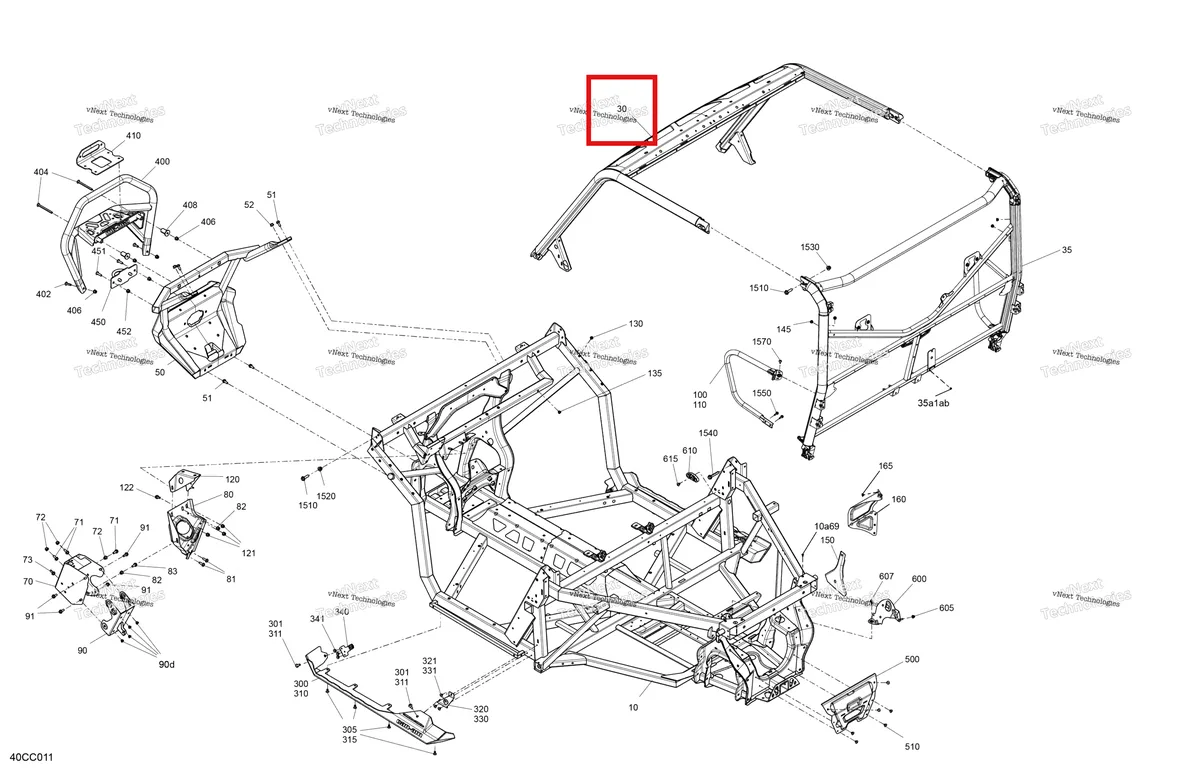 Деталь 715008360 на схеме узла 2023 Can-Am Defender HD10 - XMR Frame - System