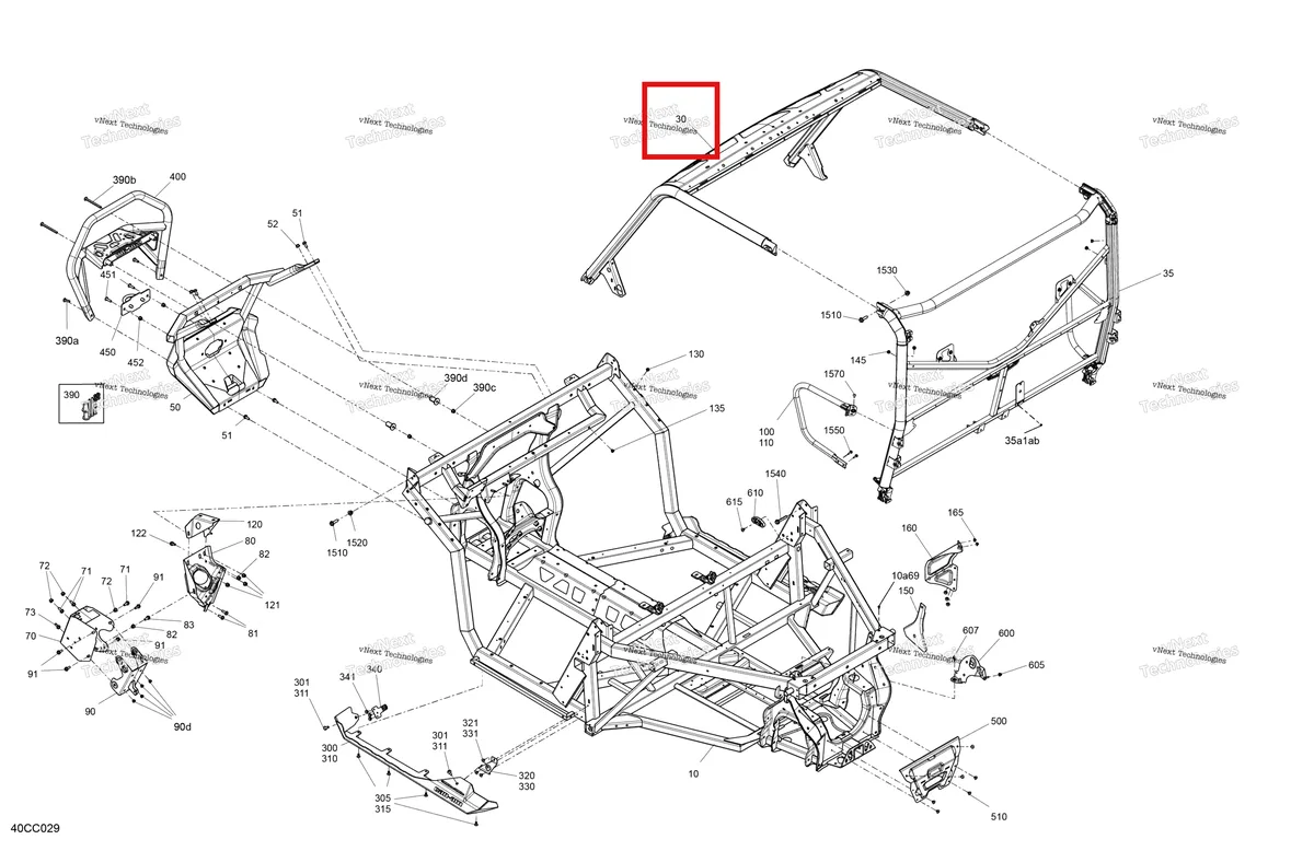 Деталь 715008407 на схеме узла 2023 Can-Am Traxter HD10 - XMR - CE Frame - System