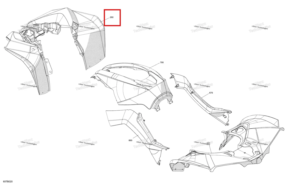 Деталь 715008573 на схеме узла 2022 Can-Am Renegade 1000R EFI - XXC - CE Body - Fender Kit