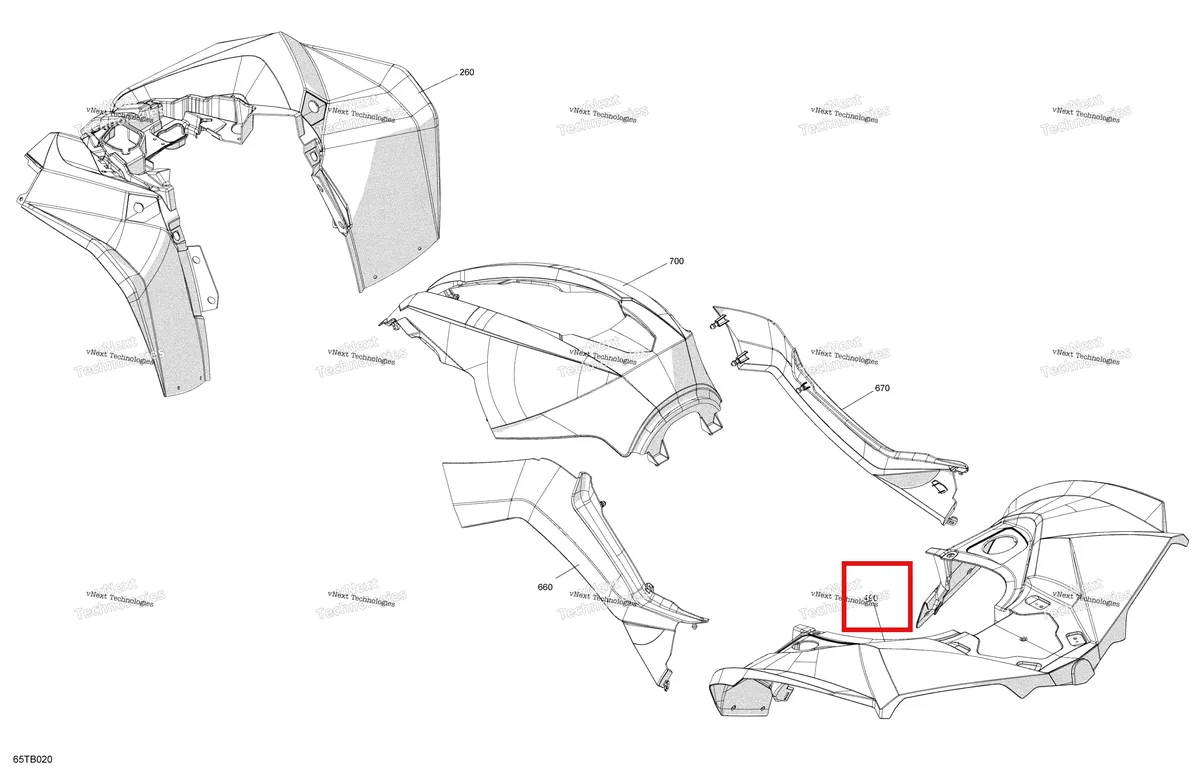 Деталь 715008575 на схеме узла 2022 Can-Am Renegade 1000R EFI - XXC - CE Body - Fender Kit