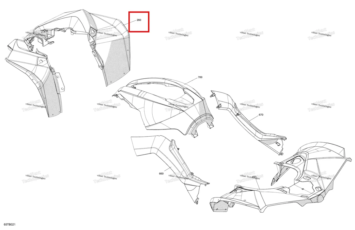 Деталь 715008642 на схеме узла 2022 Can-Am Renegade 1000R EFI - XMR - CE Body - Fender Kit
