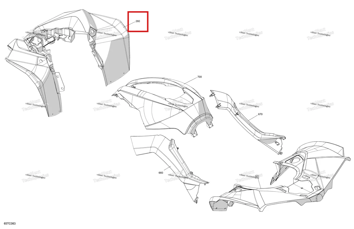 Деталь 715009011 на схеме узла 2023 Can-Am Renegade 1000R EFI - XXC - CE Body - Fender Kit