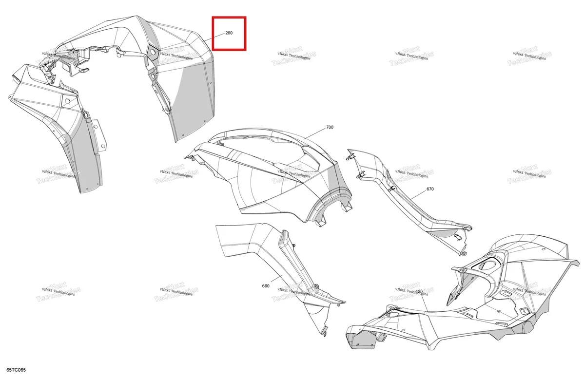 Деталь 715009013 на схеме узла 2023 Can-Am Renegade 1000R EFI - XMR - CE Body - Fender Kit