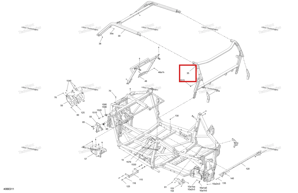 Деталь 715009370 (Глубокий чёрный задний каркас комплект Can-Am Commander 1000R EFI DPS (2022) (715009370)) на схеме узла 2025 Can-Am Commander - 1000R EFI - DPS - 6PSB - Compass Green - 60
