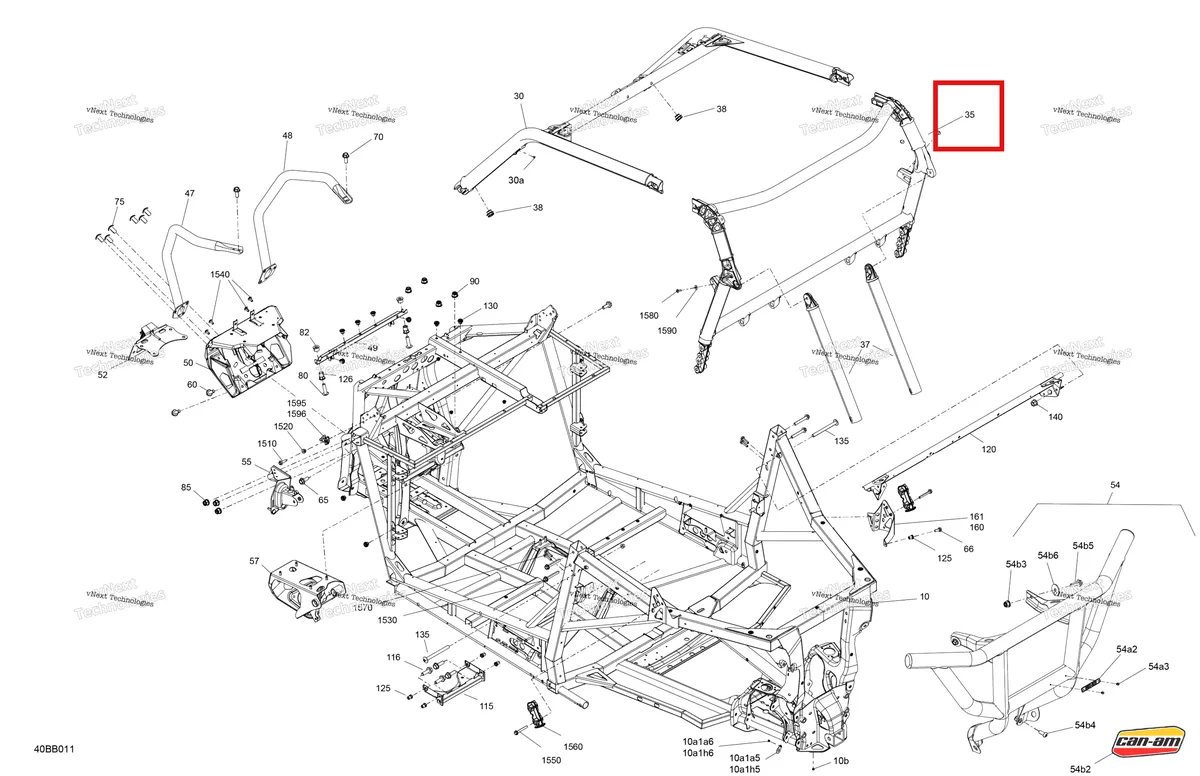 Деталь 715009376 (Magma красный задний каркас Can-Am Maverick Sport 1000R XRC (2022) (715009376)) на схеме узла 2022 Can-Am Maverick Sport 1000R - XRC Frame - System