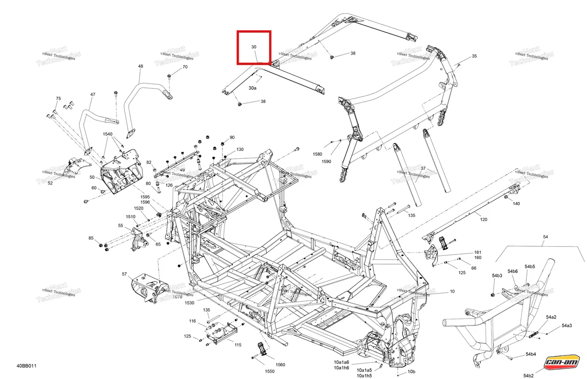 Деталь 715009386 (Magma красный передний каркас комплект включает 30 to 30 a Can-Am Maverick Sport 1000R XRC (2022) (715009386)) на схеме узла 2022 Can-Am Maverick Sport 1000R - XRC Frame - System