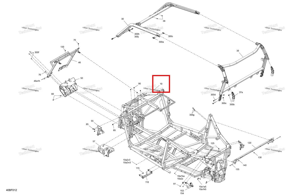 Деталь 715009396 (Чёрный рама комплект включает 10 to 10 b Can-Am Commander 1000R EFI DPS (2022) (715009396)) на схеме узла 2026 Can-Am Commander - 1000R EFI - DPS - 6PTC - Compass Green - 60