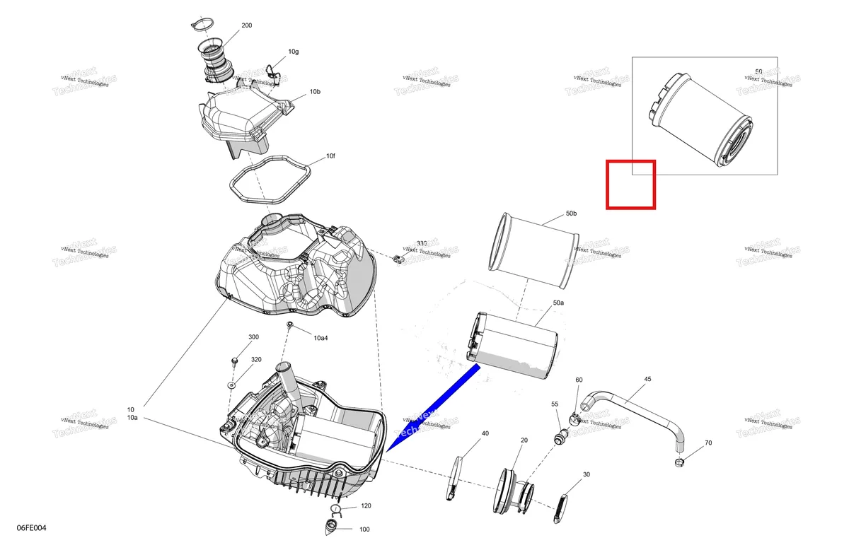 Деталь 715009565 (Впуск глушитель крышка Can-Am Outlander 4x4 DPS 700 (2025) (715009565)) на схеме узла 2025 Can-Am OUTLANDER - 2X4 - STD - 500 - 1KSB - Legion Red Engine - Air Intake