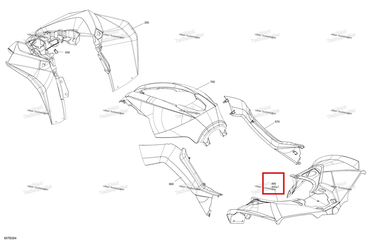Деталь 715009611 на схеме узла 2025 Can-Am RENEGADE - 4X4 - XMR - 1000R EFI - 5USB - Hyper Silver Body - Fender Kit