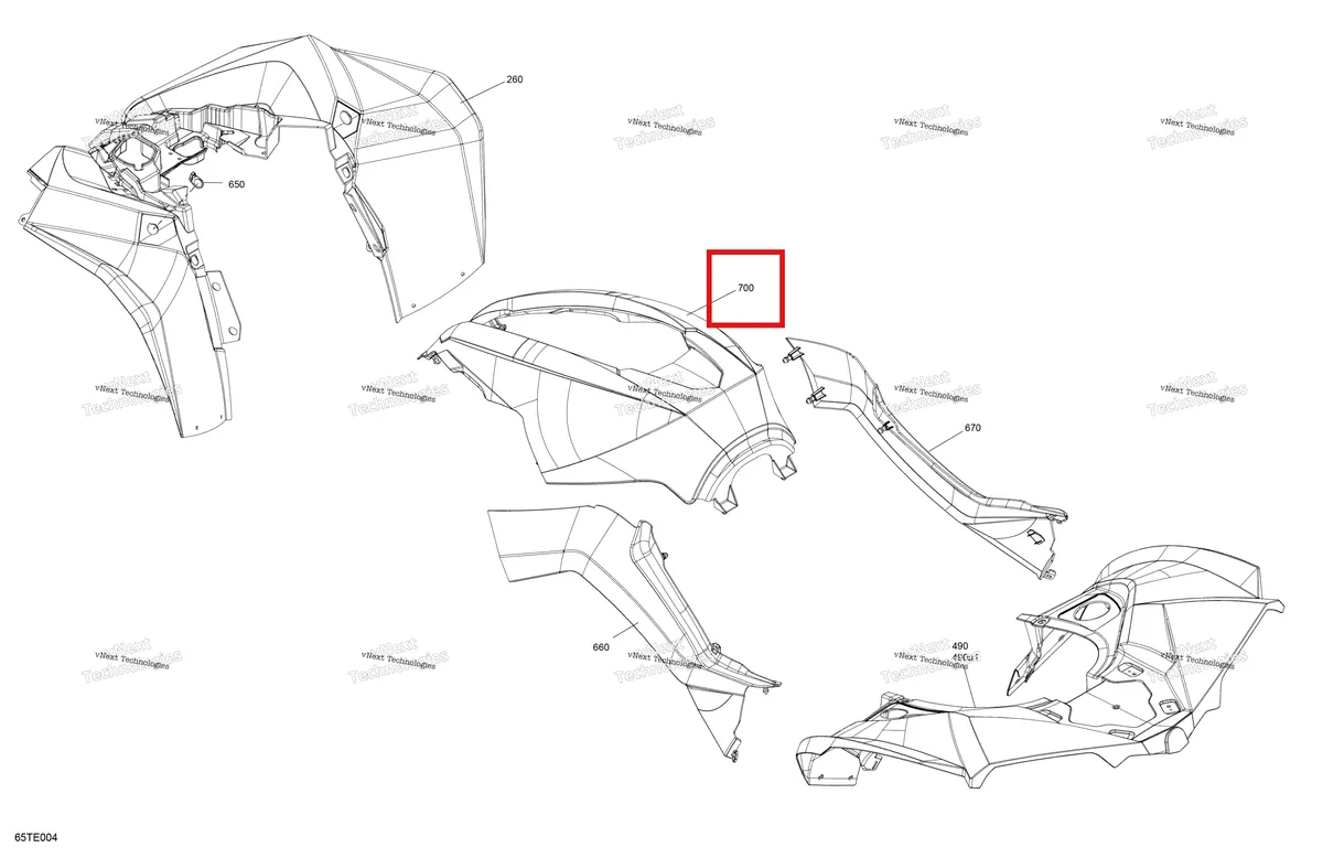 Деталь 715009613 на схеме узла 2025 Can-Am RENEGADE - 4X4 - XMR - 1000R EFI - 5USB - Hyper Silver Body - Fender Kit