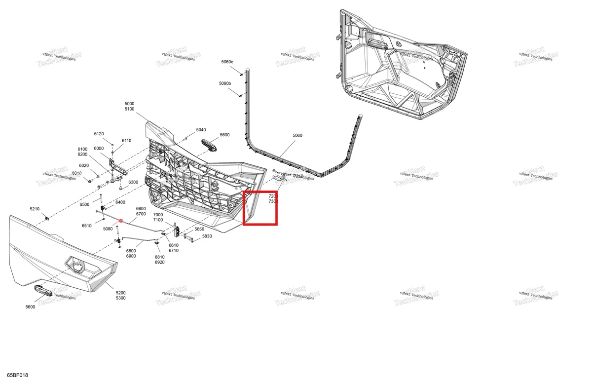 Деталь 715009731 (Левый передняя дверь в сборе Can-Am Commander MAX 1000R EFI XT (2024) (715009731)) на схеме узла 2026 Can-Am Commander - 1000R EFI - DPS - 6PTB - Compass Green - 60
