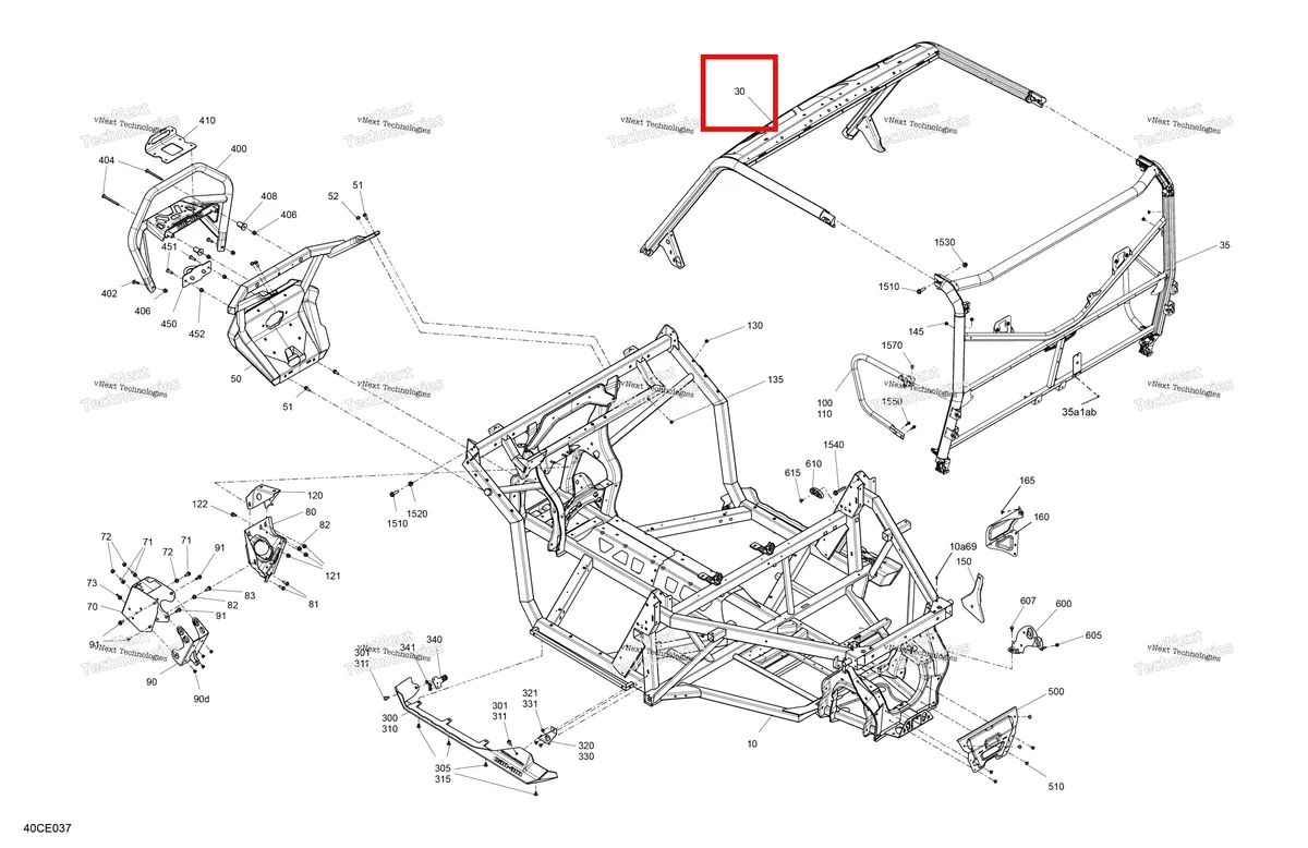 Деталь 715009735 на схеме узла 2025 Can-Am Defender - HD10 - XMR - 8YSC - Hyper Silver - 67
