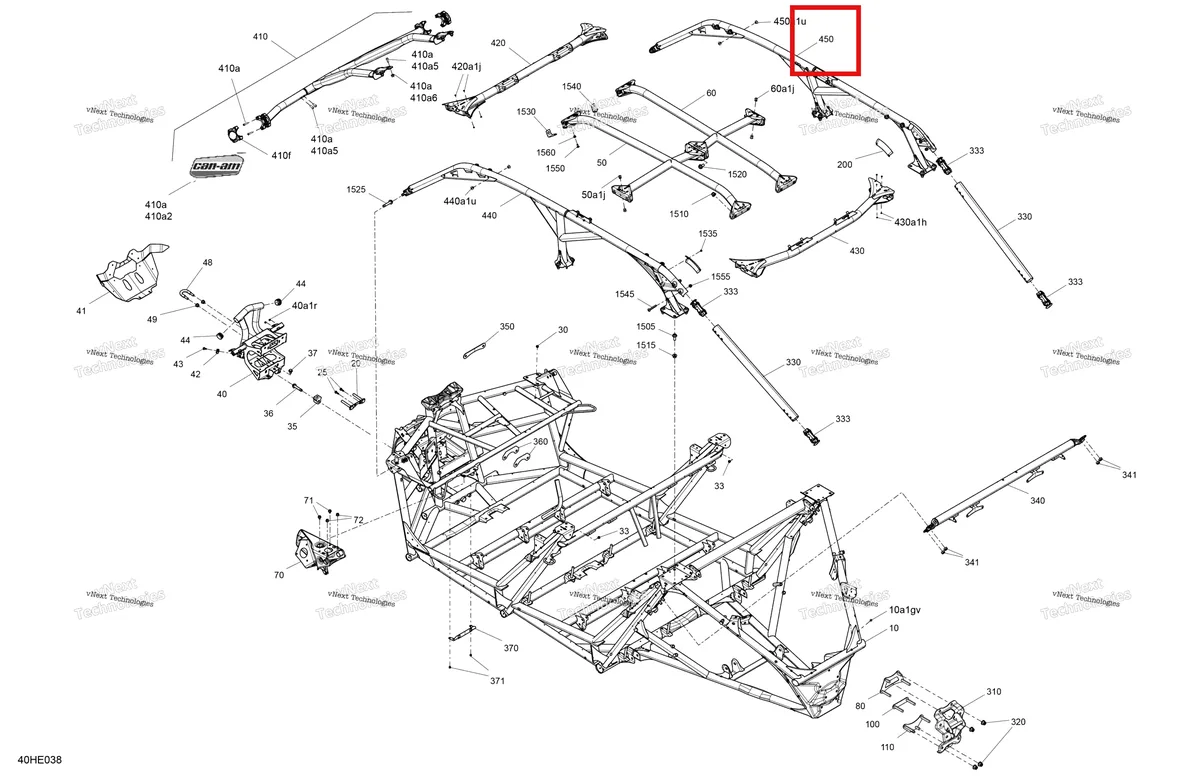 Деталь 715009819 (Legion красный правый каркас комплект Can-Am Maverick MAX Turbo RR XRS Smart Shock (2024) (715009819)) на схеме узла 2025 Can-Am Maverick MAX - TURBO RR - XRC - 9MSL - Hybrid White Pearl - 72