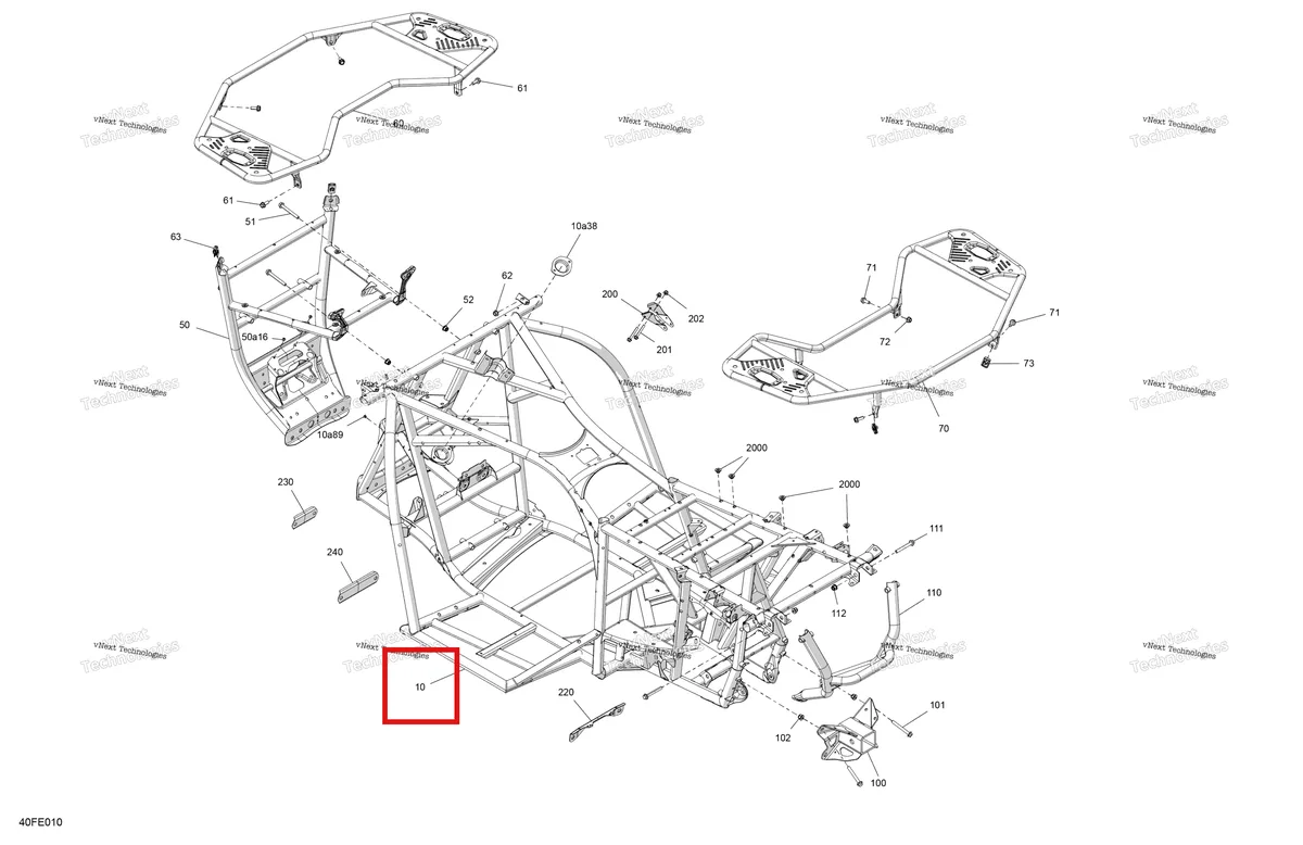 Деталь 715010301 (Шасси в сборе включает 10 to 10 a101 a Can-Am Outlander 4x4 XT 1000R (2025) (715010301)) на схеме узла 2025 Can-Am OUTLANDER - 4X4 - STD - 700 - 1CSA - Granite Grey Frame - System