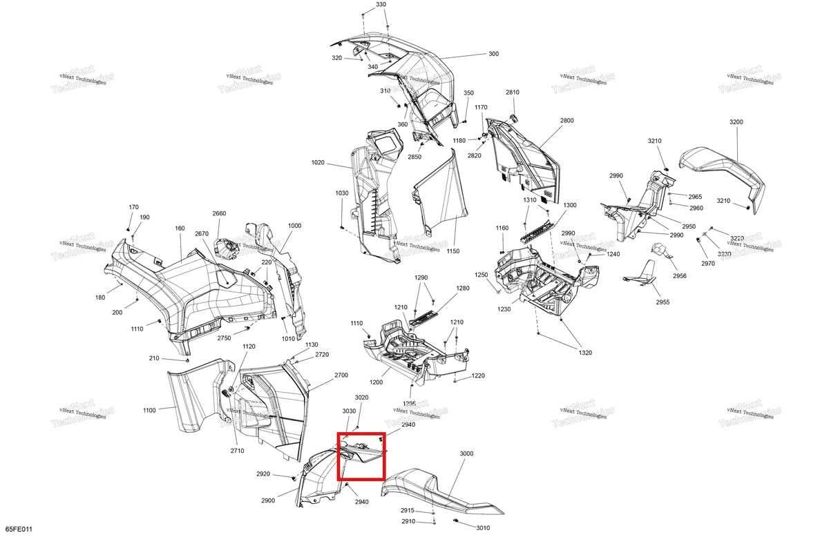 Деталь 715010449 на схеме узла 2025 Can-Am OUTLANDER - 4X4 - DPS - 500 - 1DSA - Granite Grey Body - Fender Kit