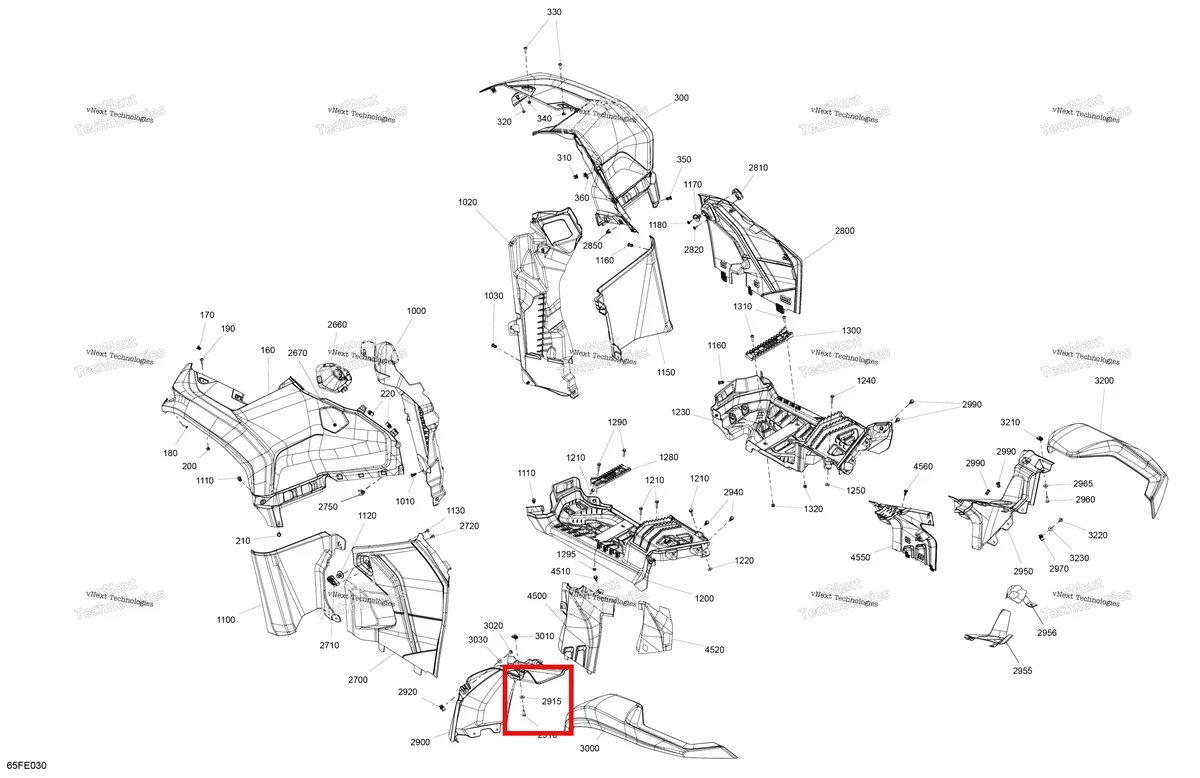Деталь 715010450 на схеме узла 2025 Can-Am OUT-MAX - 4X4 - DPS - 500 - 1VSA - Granite Grey Body - Fender Kit