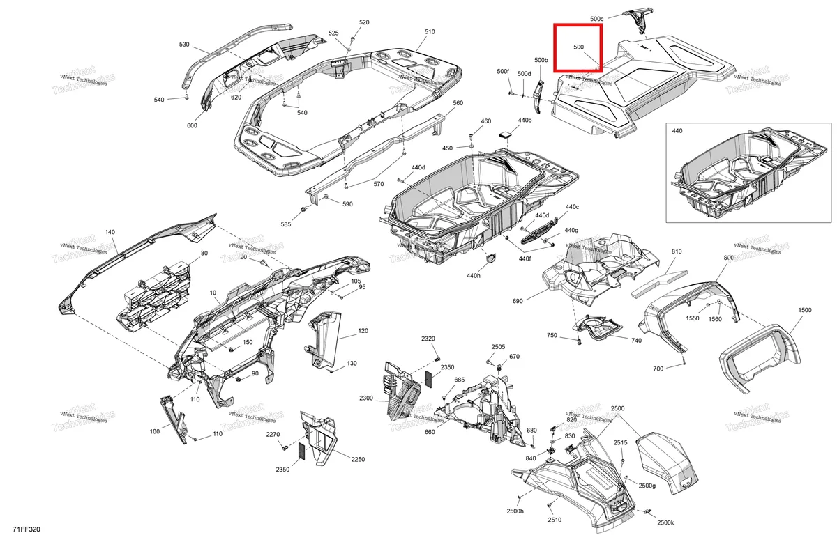 Деталь 715010511 (Передний коробка крышка комплект Can-Am Outlander 4x4 XT 1000R (2025) (715010511)) на схеме узла 2026 Can-Am OUTLANDER - 4X4 - XTP - 1000R - 4HTB - CALI - Mineral Gray Satin Body - Front Section