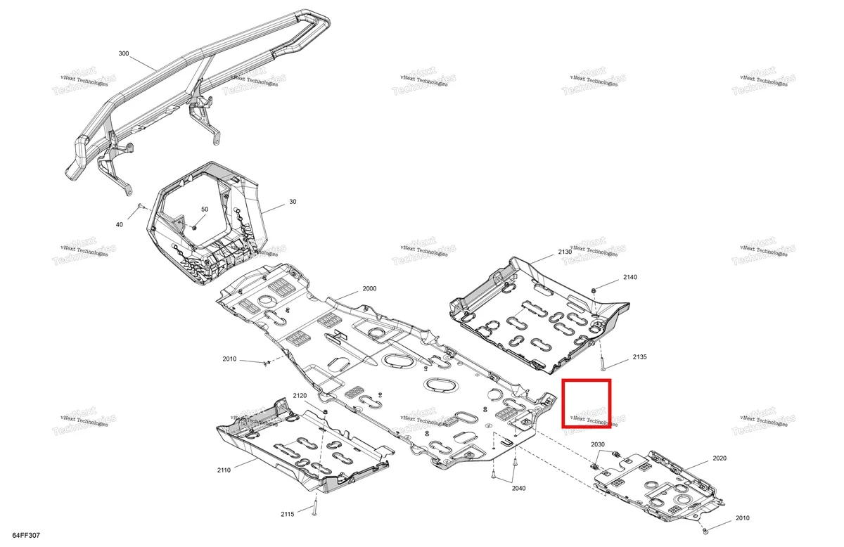 Деталь 715010536 (Передний защита днища Can-Am Outlander 4x4 XT 1000R (2025) (715010536)) на схеме узла 2026 Can-Am OUTLANDER - 4X4 - BACKCOUNTRY - 1000R - 4NTA - CALI - Dark Camo Body - Skid Plate And Bumper