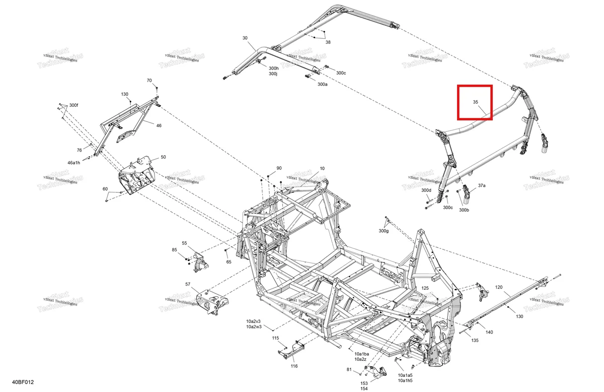 Деталь 715011055 (Глубокий чёрный задний каркас комплект Can-Am Commander 1000R EFI XT (2026) (715011055)) на схеме узла 2026 Can-Am Commander - 1000R EFI - DPS - 6PTC - Compass Green - 60