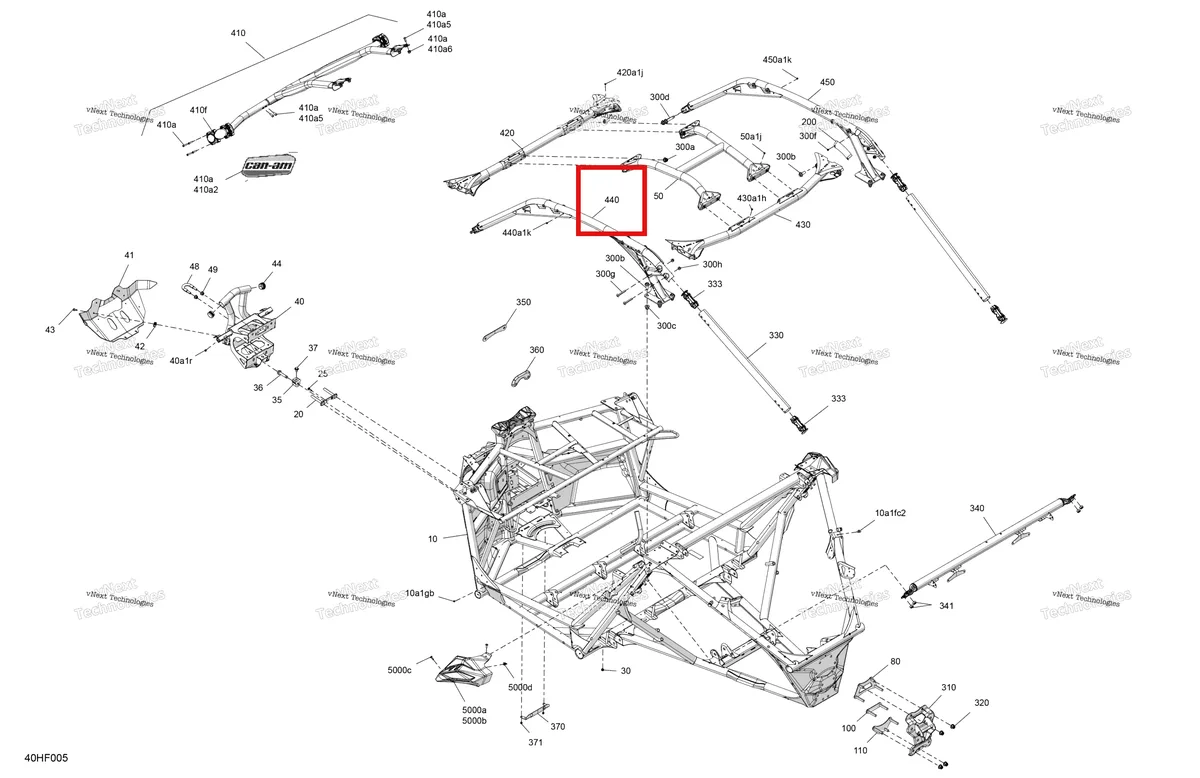 Деталь 715011251 (Чёрный левый каркас комплект Can-Am Maverick Turbo RR XRS (2026) (715011251)) на схеме узла 2026 Can-Am Maverick - TURBO RR - XRC - 7KTF - Loft Green Satin - 72