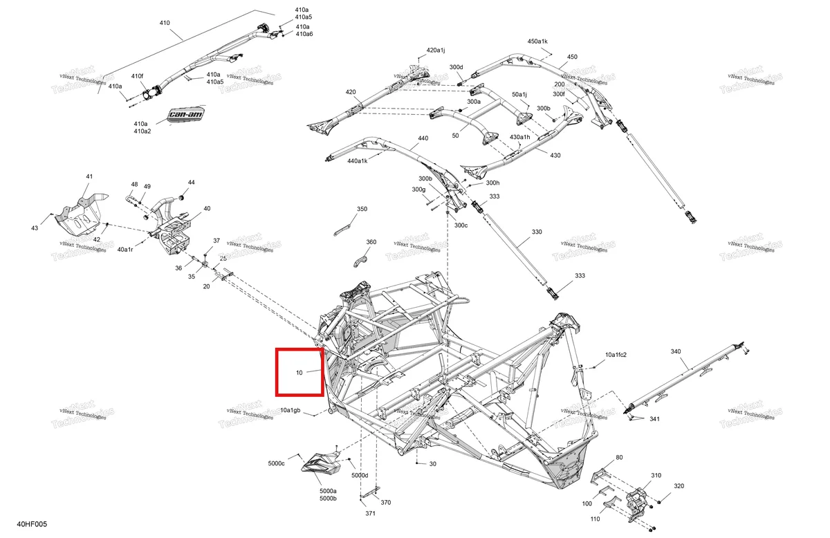 Деталь 715011293 (Чёрный рама комплект Can-Am Maverick Turbo RR XRS (2026) (715011293)) на схеме узла 2026 Can-Am Maverick - TURBO RR - XRC - 7KTF - Loft Green Satin - 72