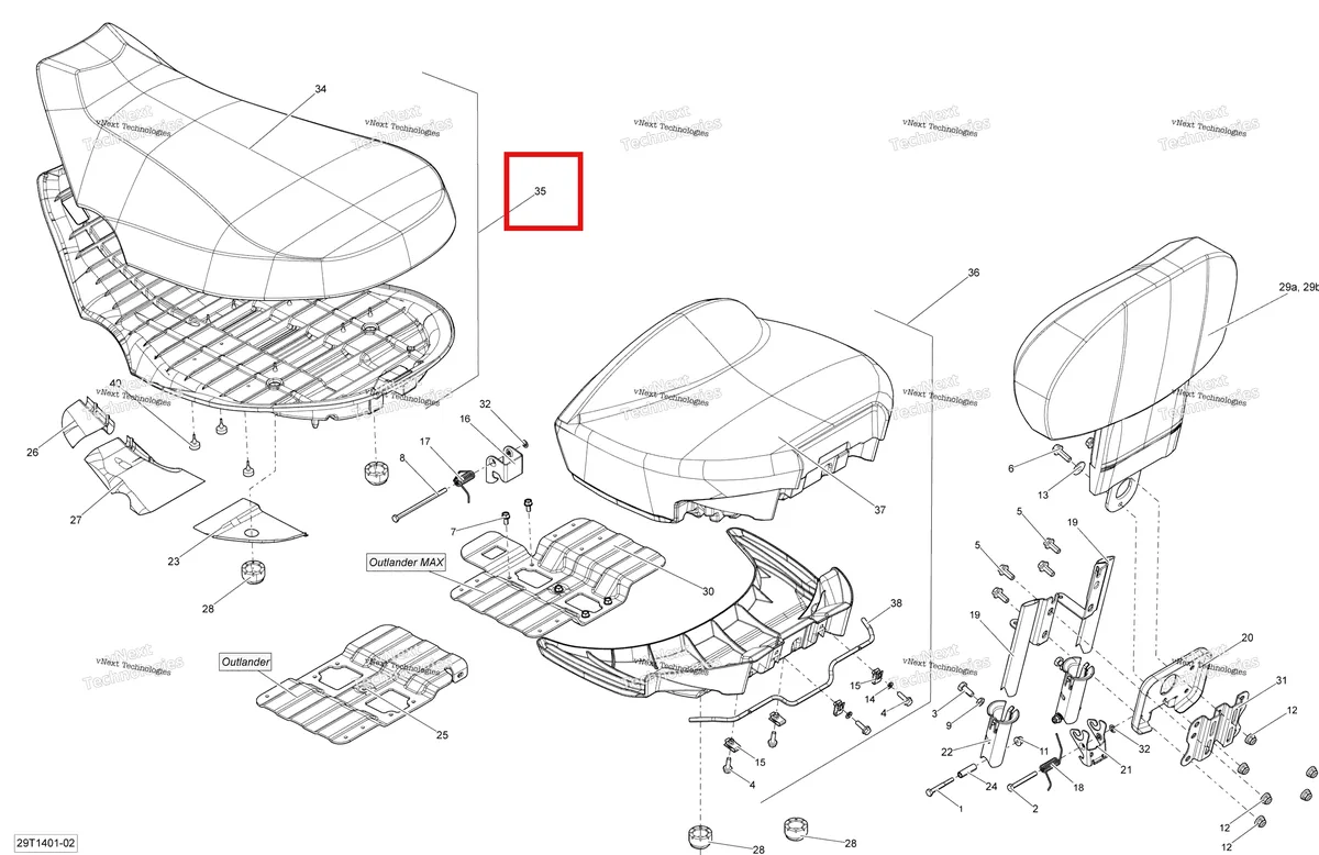Деталь 715500322 на схеме узла 2014 Can-Am OUTLANDER 400 EFI, STD, XT Seat