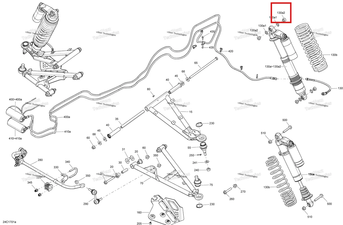 Деталь 715500361 на схеме узла 2017 Can-Am Commander - Commander Max Front Suspension - Package Ltd