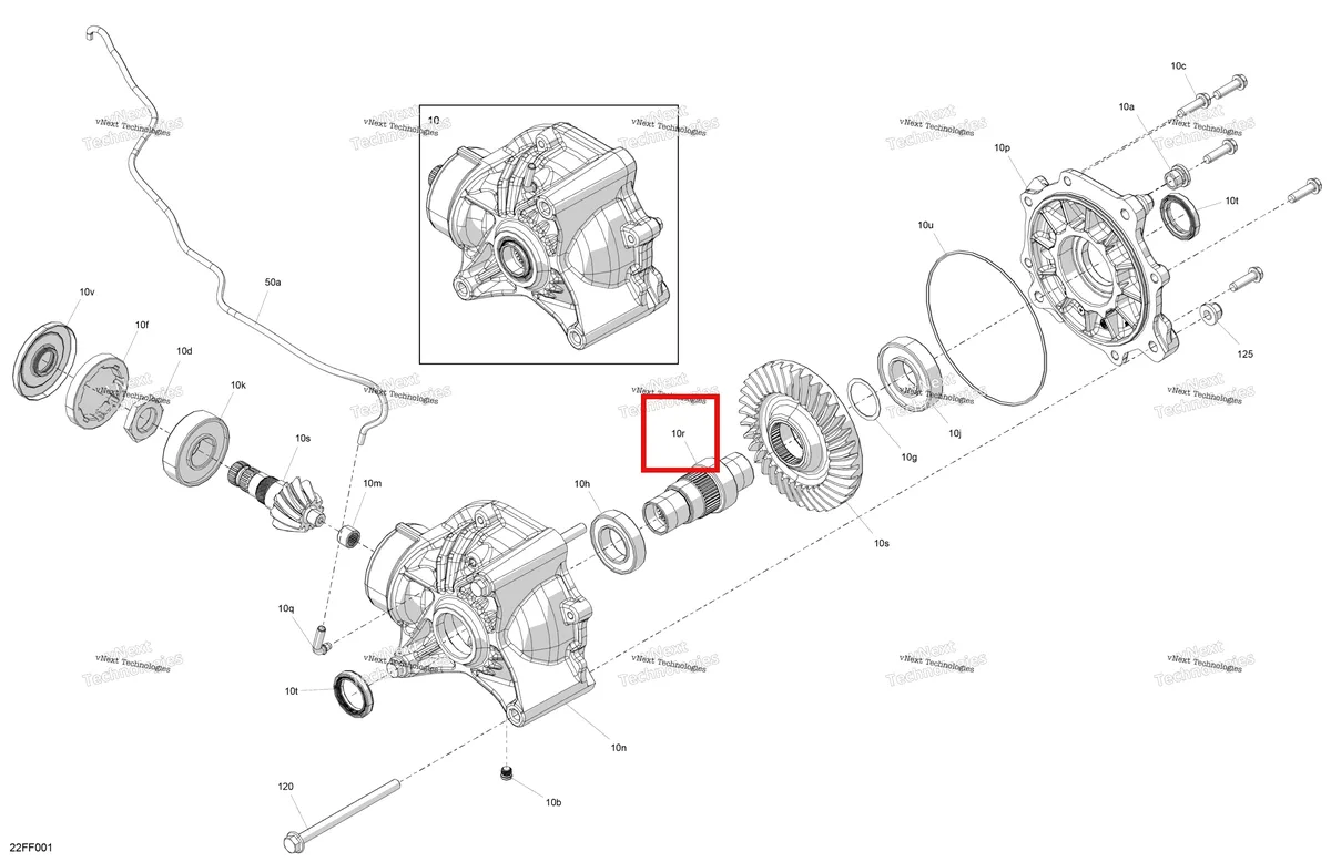 Деталь 715500450 (Ступица Output 24 T Can-Am Outlander 4x4 DPS 700 (2025) (715500450)) на схеме узла 2026 Can-Am OUTLANDER - 4X4 - XT - 700 - 1GTB - CALI - Scandi Blue Drive - Final Drive Unit