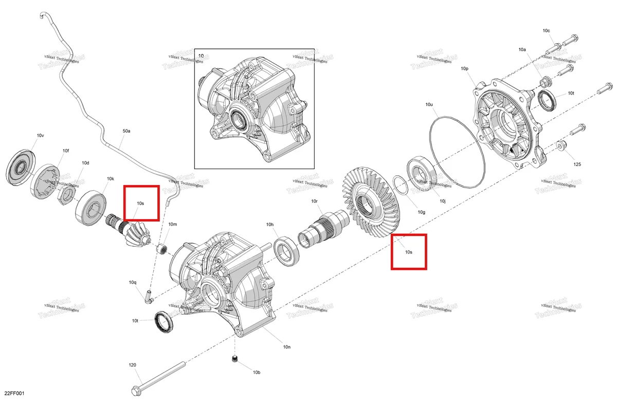 Деталь 715500451 (Sub в сборе Bevel шестерня комплект 10 T / 36 Can-Am Outlander 4x4 DPS 700 (2025) (715500451)) на схеме узла 2026 Can-Am OUTLANDER - 4X4 - XT - 700 - 1GTB - CALI - Scandi Blue Drive - Final Drive Unit