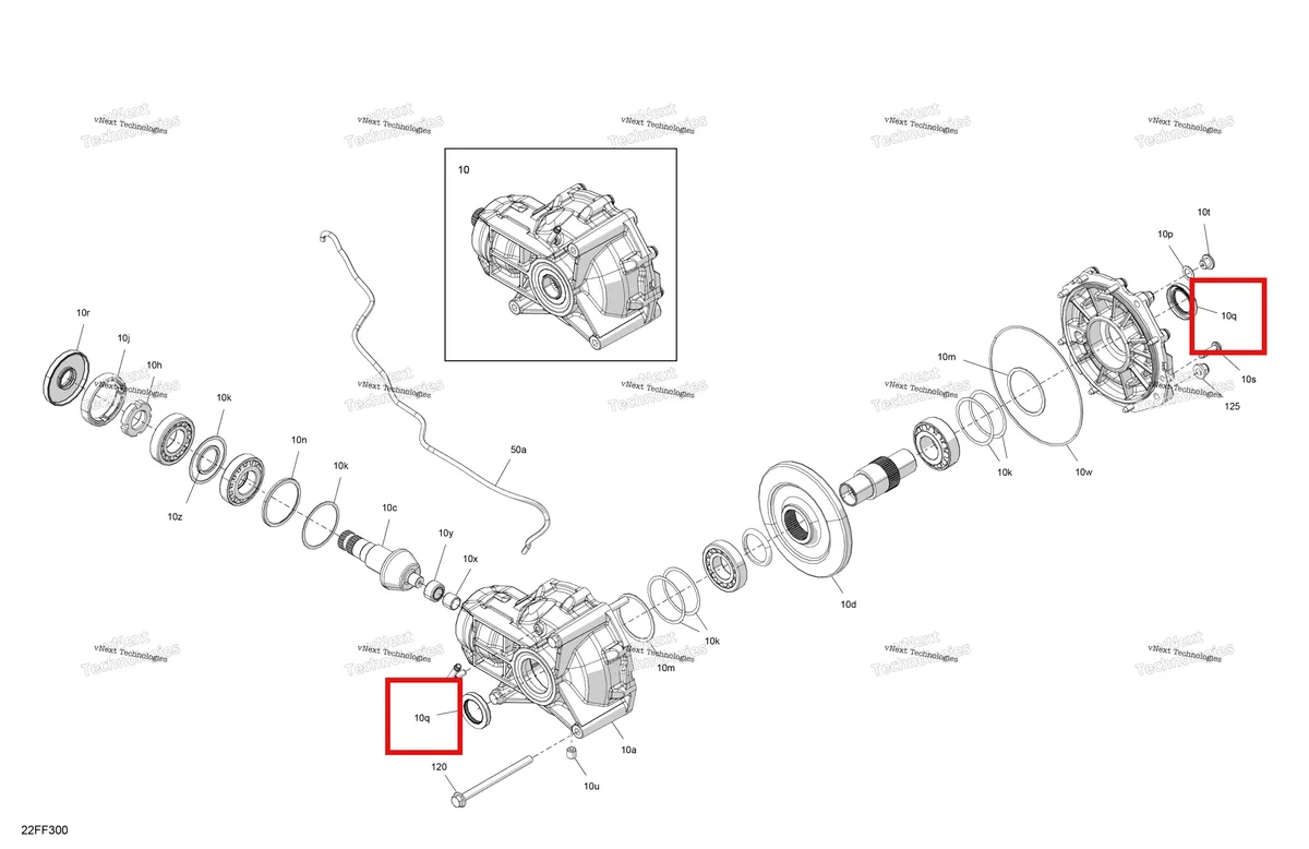Деталь 715500486 (Прокладка Can-Am Outlander 4x4 XT 1000R (2025) (715500486)) на схеме узла 2026 Can-Am OUTLANDER - 4X4 - XT - 1000R - 4FTE - CALI - Compass Green Drive - Final Drive Unit