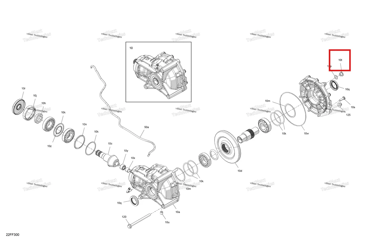 Деталь 715500488 (Корпус заливная пробка Can-Am Outlander 4x4 XT 1000R (2025) (715500488)) на схеме узла 2026 Can-Am OUTLANDER - 4X4 - XT - 1000R - 4FTE - CALI - Compass Green Drive - Final Drive Unit