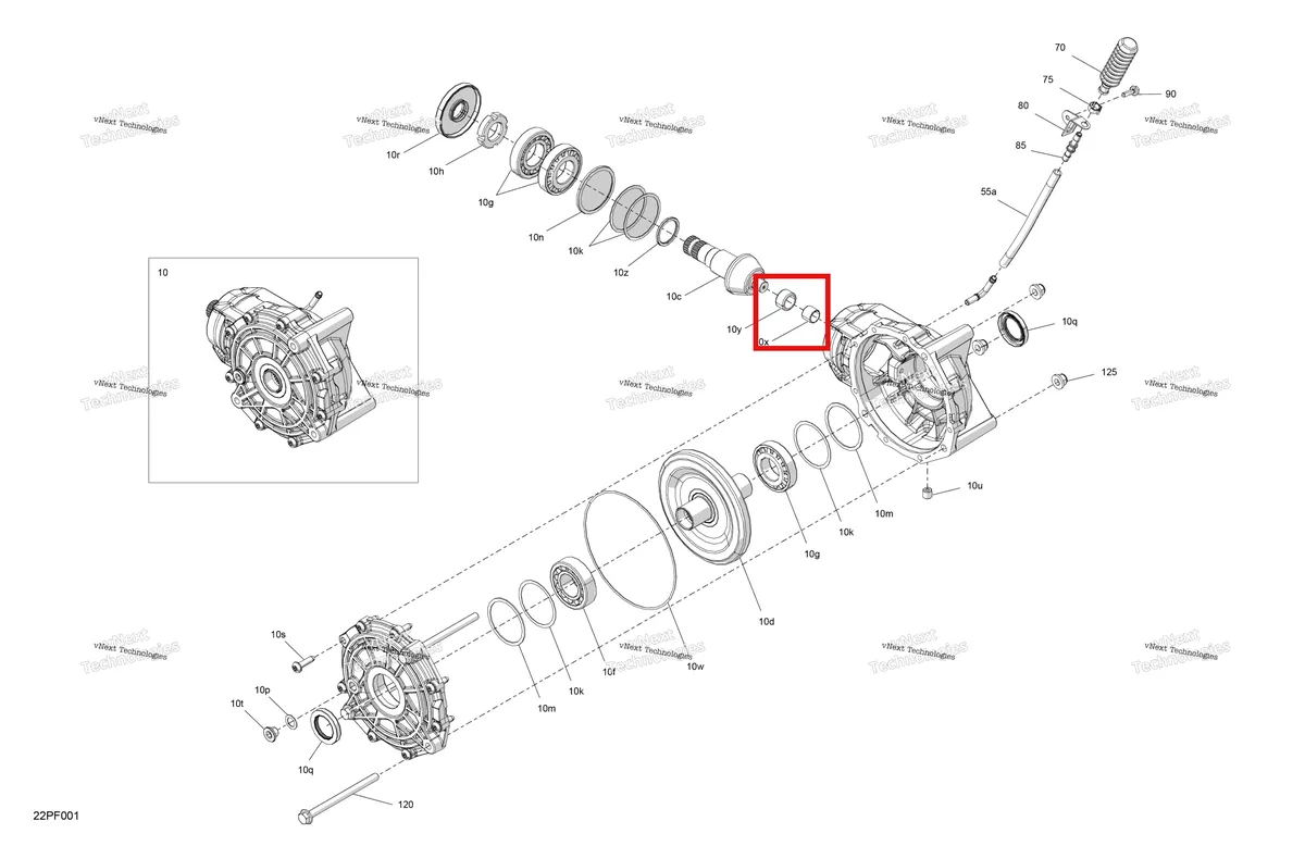 Деталь 715500520 (Главная передача прокладка Can-Am Outlander 4x4 XT 1000R (2025) (715500520)) на схеме узла 2026 Can-Am OUT-MAX - 6X6 - DPS - 700 EFI - 2FTB - Granite Grey Drive - Final Drive Unit