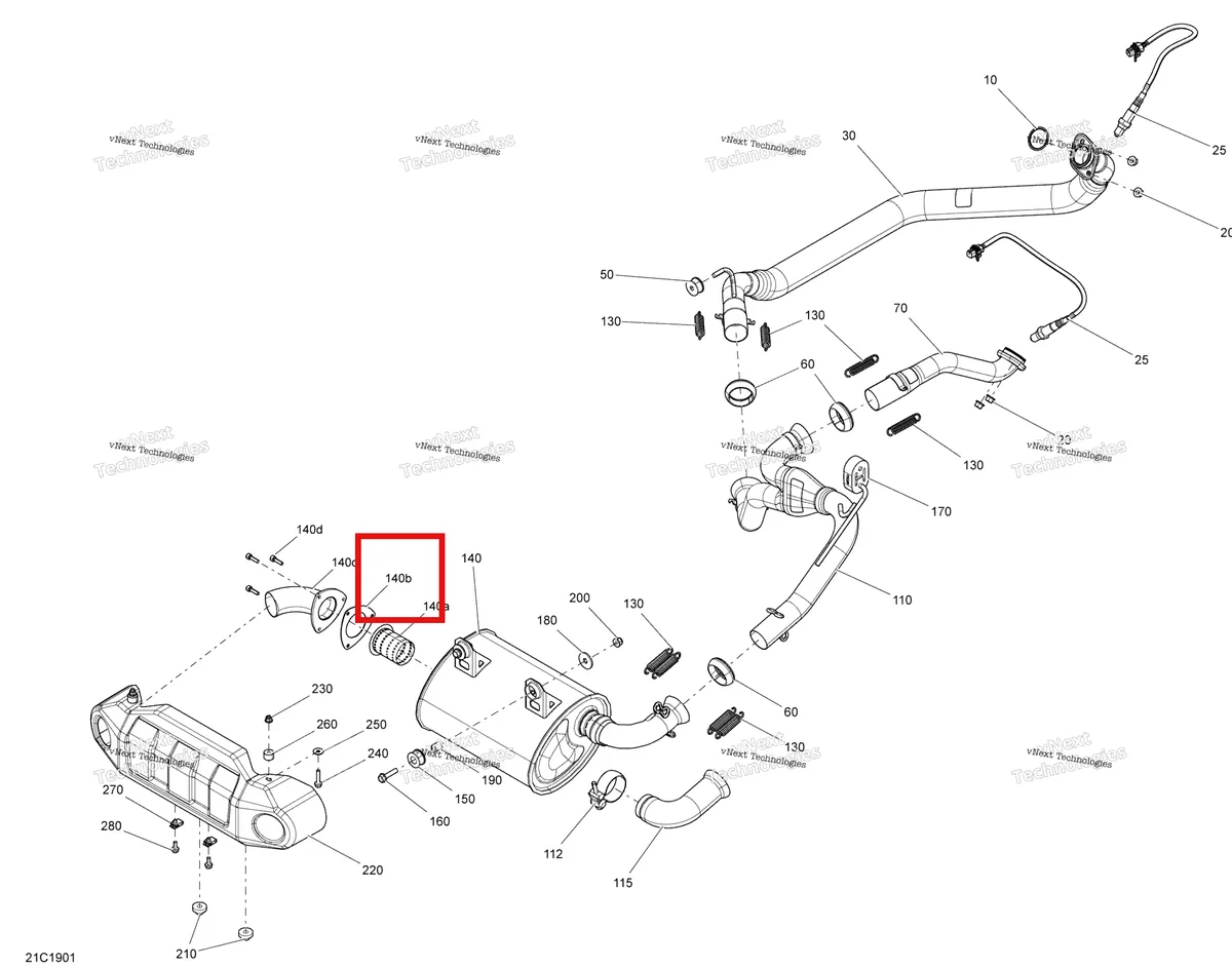 Деталь 715900090 на схеме узла 2019 Can-Am Commander 800R EFI Exhaust - 800R Efi