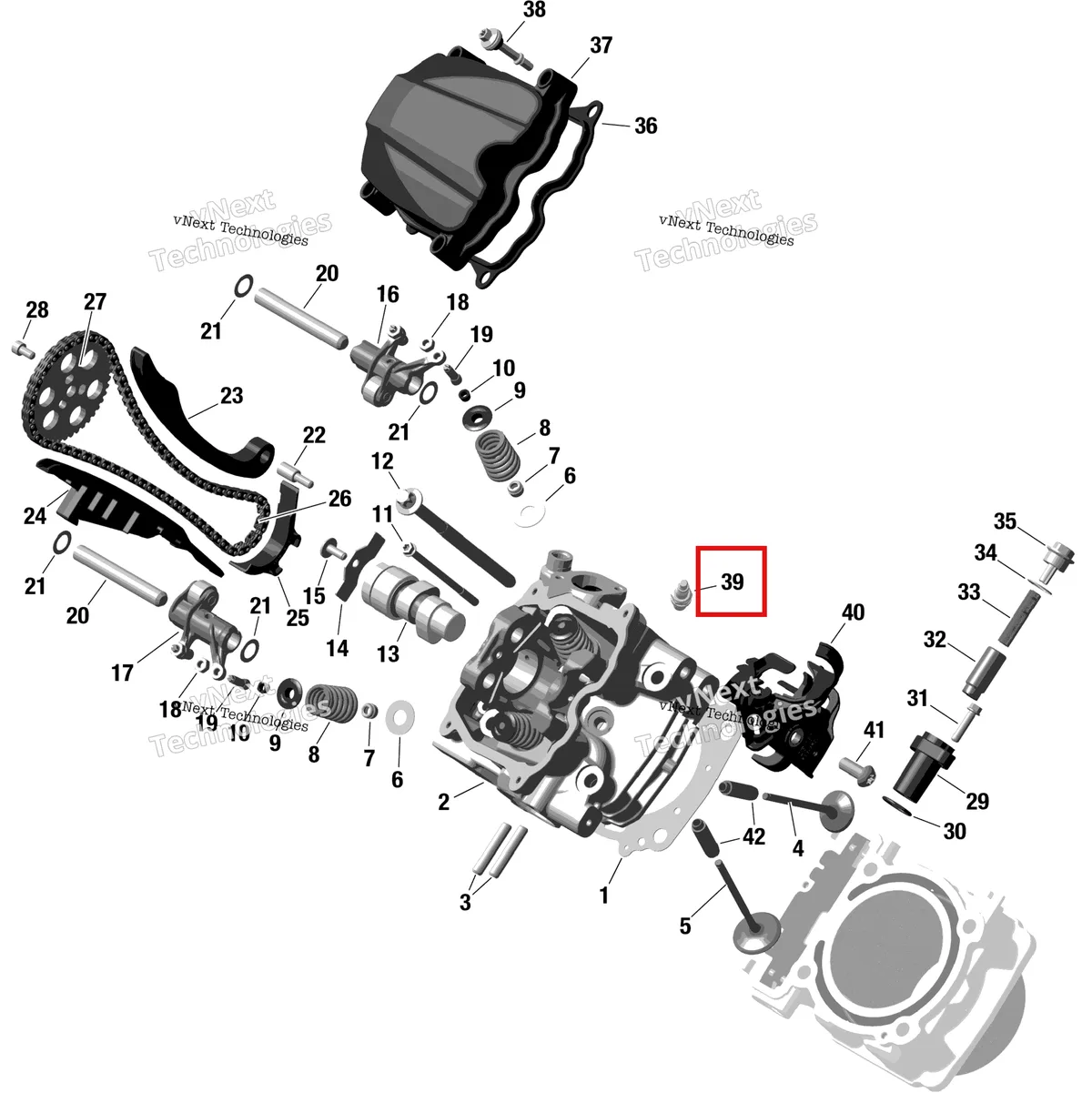 Деталь 715900244 на схеме узла 2023 Can-Am Commander 1000R EFI - DPS Rotax - Front Cylinder Head