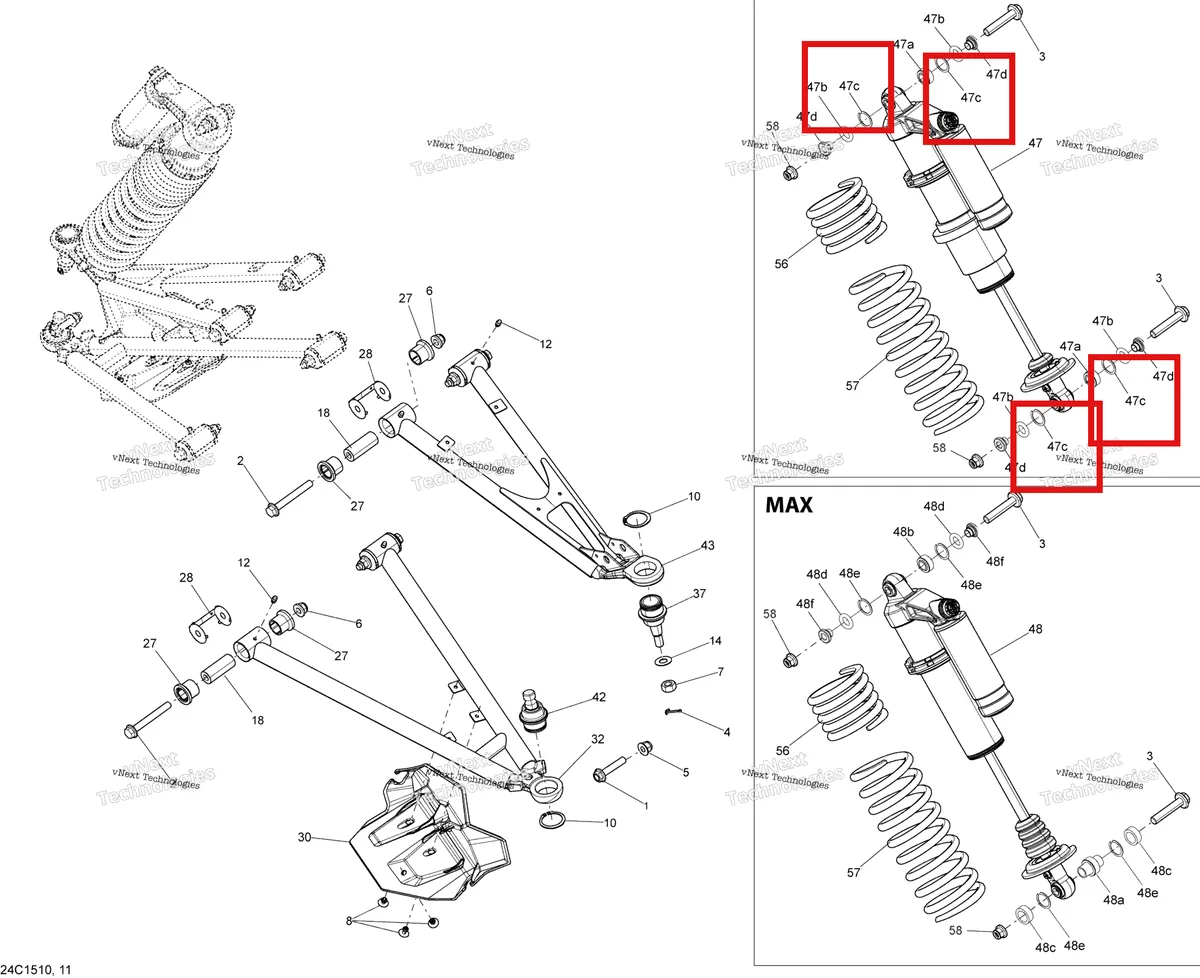 Деталь 715900339 на схеме узла 2015 Can-Am MAVERICK 1000 XDS-DPS Front Suspension