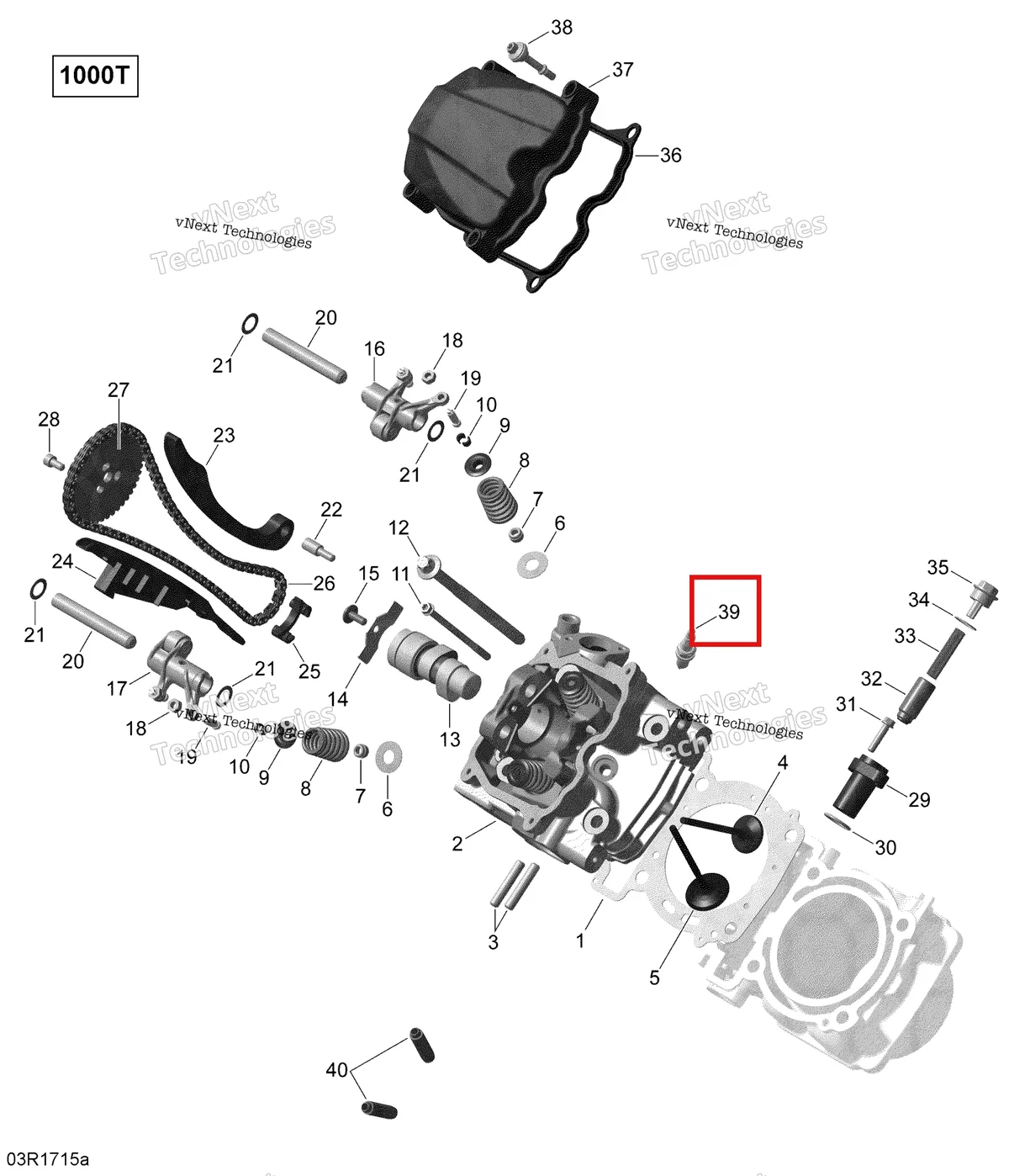 Деталь 715900357 на схеме узла 2017 Can-Am Maverick Cylinder Head, Front - Turbo